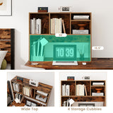 Computer Desktop Bookcase with 4 Cubbies and Open Back Compartment-Coffee
