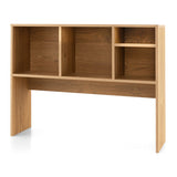 Computer Desktop Bookcase with 4 Cubbies and Open Back Compartment-Natural