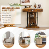 Console Table with Drawer and 2-Tier Shelves for Entryway Living Room-Rustic Brown
