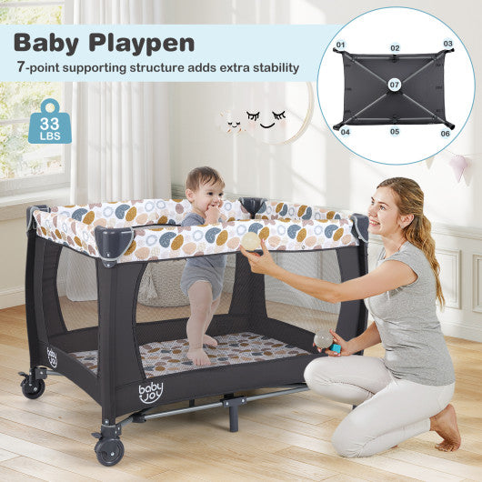 4-in-1 Convertible Portable Baby Playard Newborn Napper with Music and Toys-Blue