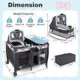 4-in-1 Convertible Portable Baby Playard Newborn Napper with Music and Toys-Blue