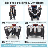 4-in-1 Convertible Portable Baby Playard Newborn Napper with Music and Toys-Blue