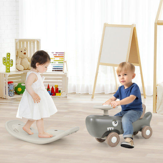 Convertible Rocking Horse and Sliding Car with Detachable Balance Board-Dark Gray