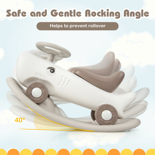 Convertible Rocking Horse and Sliding Car with Detachable Balance Board-White