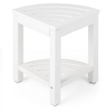 Heavy Duty Corner Shower Bench Stool with Storage Shelf for Shaving Legs-White