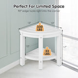 Heavy Duty Corner Shower Bench Stool with Storage Shelf for Shaving Legs-White