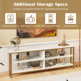 3-Tier Corner TV Stand for TVs up to 65 Inches with Charging Station- White