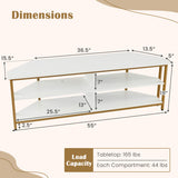 3-Tier Corner TV Stand for TVs up to 65 Inches with Charging Station- White