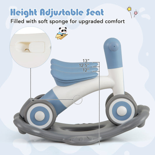 3 in 1 Rocking Horse with Detachable Balance Board and Seat-Gray