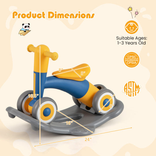 3 in 1 Rocking Horse with Detachable Balance Board and Seat-Navy