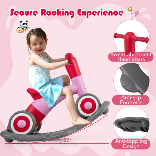 3 in 1 Rocking Horse with Detachable Balance Board and Seat-Pink