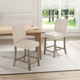 Counter Height Bar Stools Set of 2 with Back and Footrest-Beige