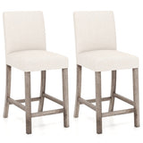 Counter Height Bar Stools Set of 2 with Back and Footrest-Beige