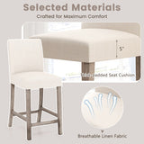 Counter Height Bar Stools Set of 2 with Back and Footrest-Beige