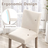 Counter Height Bar Stools Set of 2 with Back and Footrest-Beige