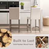 Counter Height Bar Stools Set of 2 with Back and Footrest-Beige