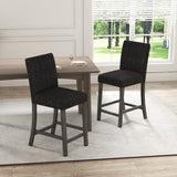 Counter Height Bar Stools Set of 2 with Back and Footrest-Gray