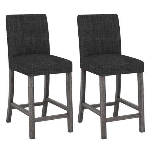 Counter Height Bar Stools Set of 2 with Back and Footrest-Gray