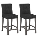 Counter Height Bar Stools Set of 2 with Back and Footrest-Gray