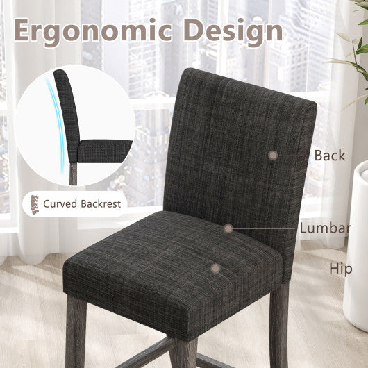 Counter Height Bar Stools Set of 2 with Back and Footrest-Gray