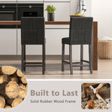 Counter Height Bar Stools Set of 2 with Back and Footrest-Gray