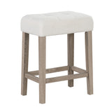 Modern Counter Height Bar Stools Set of 2 with Rubber Wood Legs-Beige