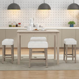 Modern Counter Height Bar Stools Set of 2 with Rubber Wood Legs-Beige