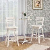 Counter Height Barstools Set of 2 with Footrest for Kitchen Island Bar-Cream White