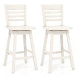 Counter Height Barstools Set of 2 with Footrest for Kitchen Island Bar-Cream White