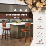 Counter Height Barstools Set of 2 with Footrest for Kitchen Island Bar-Walnut