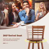 Counter Height Barstools Set of 2 with Footrest for Kitchen Island Bar-Walnut