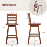Counter Height Barstools Set of 2 with Footrest for Kitchen Island Bar-Walnut