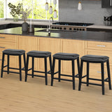 26 Inch Counter Height Bar Stool Set of 2 with Upholstered Seat-Black