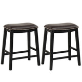 26 Inch Counter Height Bar Stool Set of 2 with Upholstered Seat-Brown