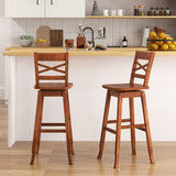 Swivel 30-Inch Bar Height Stool Set of 2 with Footrest-Walnut