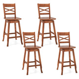 Swivel 24-Inch Counter Height Stool Set of 2 with Inclined Backrest-Walnut