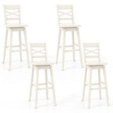 Swivel 30-Inch Bar Height Stool Set of 2 with Footrest-Cream White