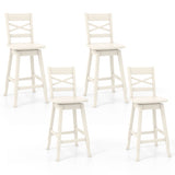 Swivel 24-Inch Counter Height Stool Set of 2 with Inclined Backrest-Cream