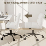 Cross Legged Chair with Wheels with Padded Seat Adjustable Height for Bedroom Study-Beige