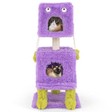 Cute Monster-Themed Cat Tower with 2 Private Condos for Small Place-Purple