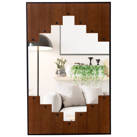 37.5 Inch x 26.5 Inch Decorative Rectangle Wall Mirror with Piano Key-Shaped Frame-Black