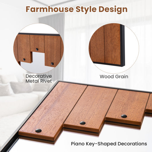 37.5 Inch x 26.5 Inch Decorative Rectangle Wall Mirror with Piano Key-Shaped Frame-Black