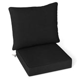 Deep Seat Chair Cushion Pads Set with Rope Belts for Indoor and Outdoor-Black