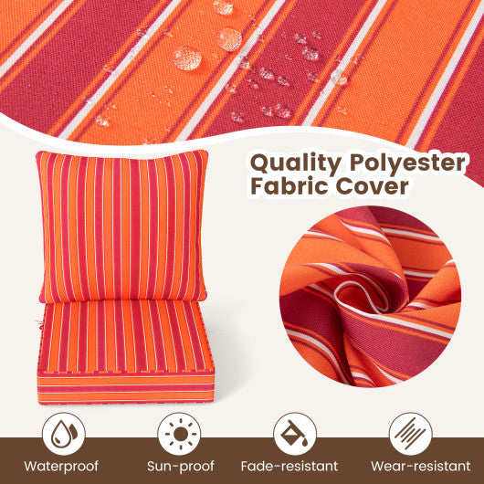 Deep Seat Chair Cushion Pads Set with Rope Belts for Indoor and Outdoor-Orange