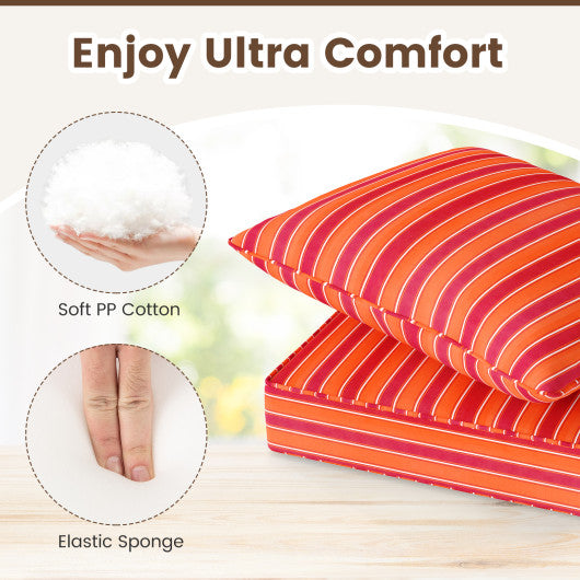 Deep Seat Chair Cushion Pads Set with Rope Belts for Indoor and Outdoor-Orange