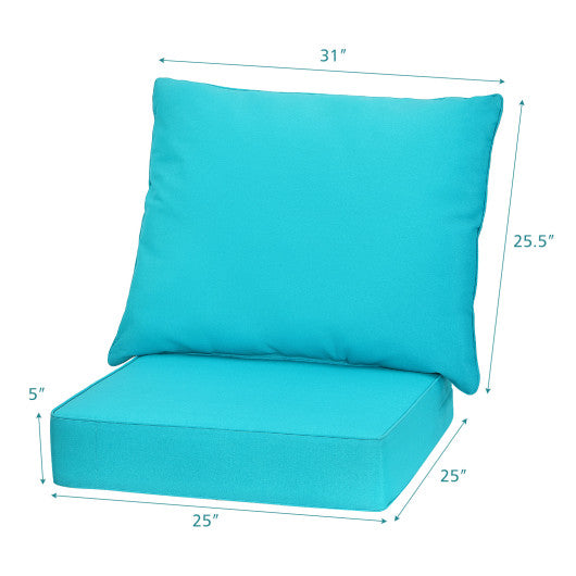 Deep Seat Chair Cushion Pads Set with Rope Belts for Indoor and Outdoor-Turquoise