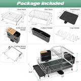 2-Tier Detachable Dish Rack with Drainboard and 360° Swivel Spout