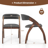 Dining Chair Set of 2 with Padded Cushion and Curved Back for Living Room-Walnut