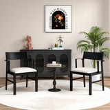 Dining Chair with Contoured Backrest and Padded Seat Set of 2-Cream White