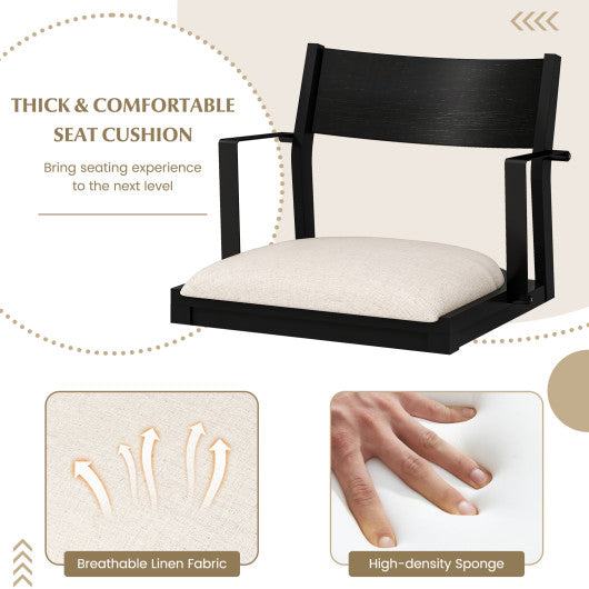 Dining Chair with Contoured Backrest and Padded Seat Set of 2-Cream White